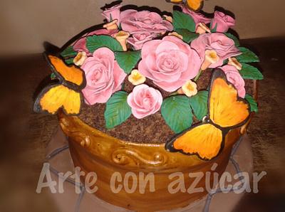 Flower pot cake - Cake by gabyarteconazucar