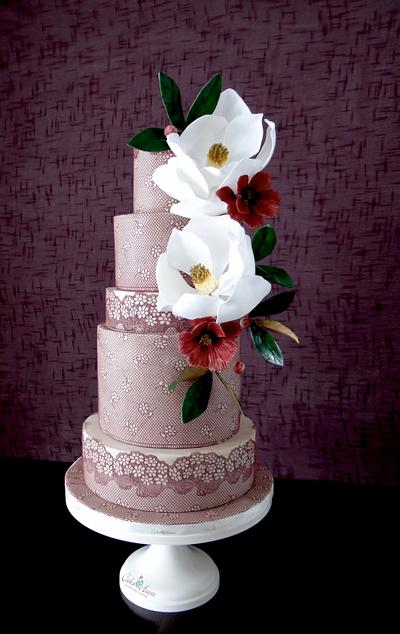 Maroon and Magnolias - Cake by Cake Heart