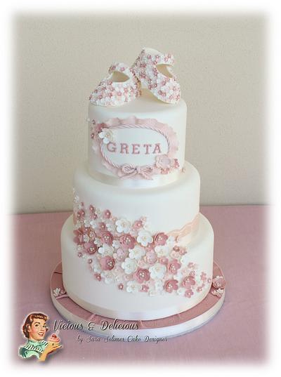 Sweet sweet steps christening cake - Cake by Sara Solimes Party solutions