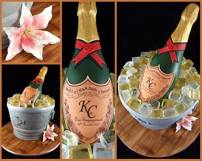 Champagne Bottle and Ice Bucket - Cake by Lisa-Jane Fudge