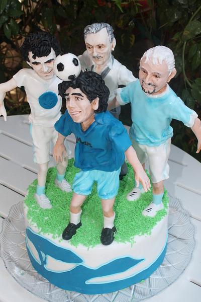 Maradona, De filippo, Troisi and Pino daniele plays football - Cake by Elena Michelizzi