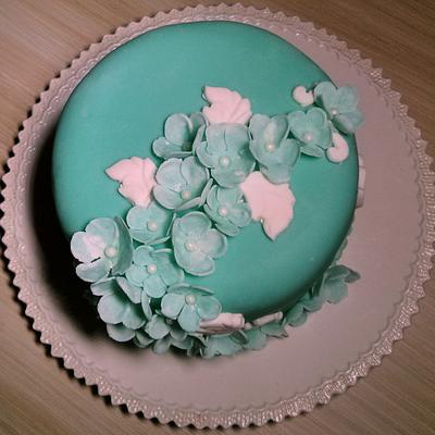 teal floral cake - Cake by jascakes