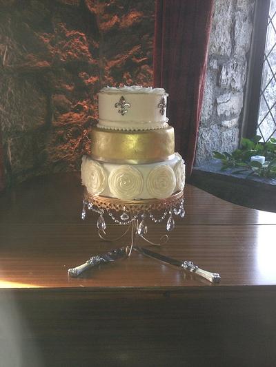 Gold and Ivory Wedding cake.  - Cake by Aine Cuddihy
