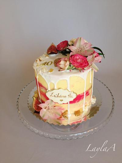 Flower Drip cake  - Cake by Layla A