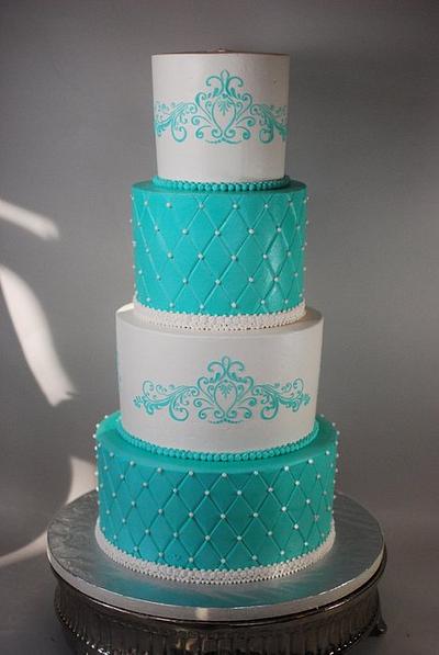 Disney Inspired Princess Blue Buttercream Wedding - Cake by Jenniffer White