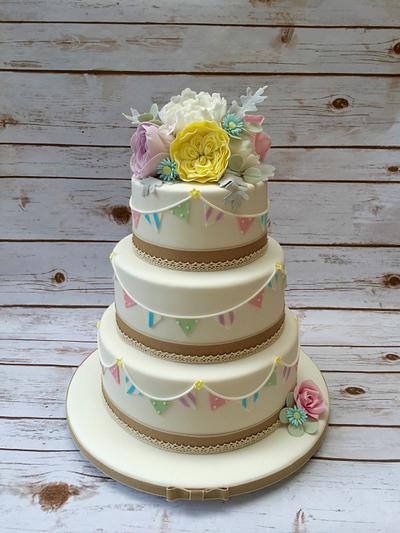 Blooms, Bunting & a surprise - Cake by The Cake Bank 