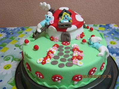 Smurfs Cake - Cake by claudia borges