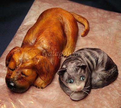 Dog and cat - Cake by Galagonya