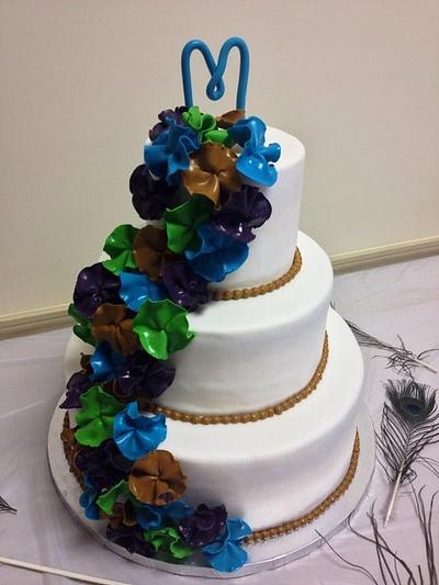 Peacock inspired wedding cake - Cake by Chrissa's Cakes