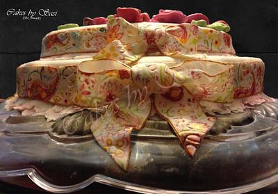 Hand Painted Bows, Ribbons and Fabric Roses..... - Cake by CakesbySasi