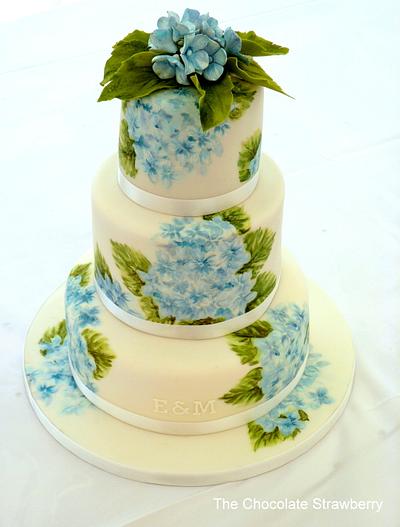 Hand-painted Hydrangea wedding cake - Cake by Sarah Jones