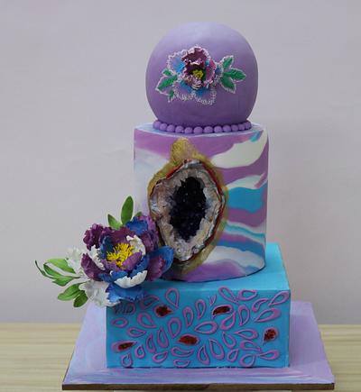 Blue Purple Peony Cake - Cake by D Sugar Artistry - cake art with Shabana