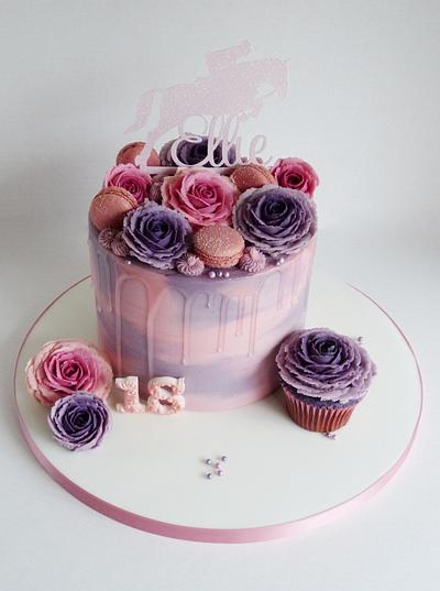 Watercolour buttercream roses drip cake - Cake by Angel Cake Design