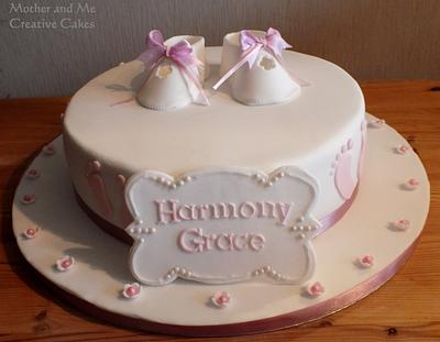 Baby Shoe Christening Cake - Cake by Mother and Me Creative Cakes
