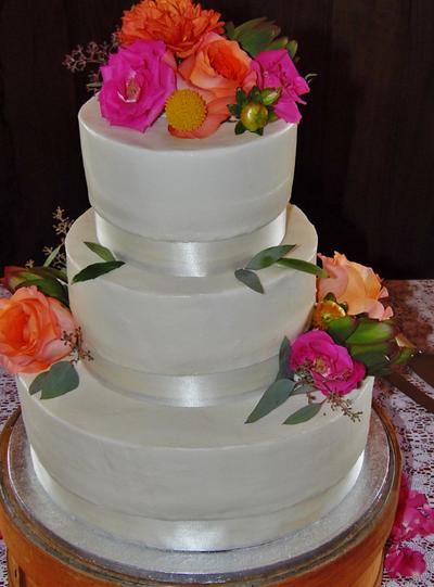 Smooth buttercream, fresh summer flowers - Cake by Nancys Fancys Cakes & Catering (Nancy Goolsby)