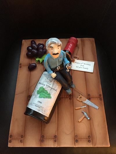 Wine bottle for 70th - Cake by Canoodle Cake Company