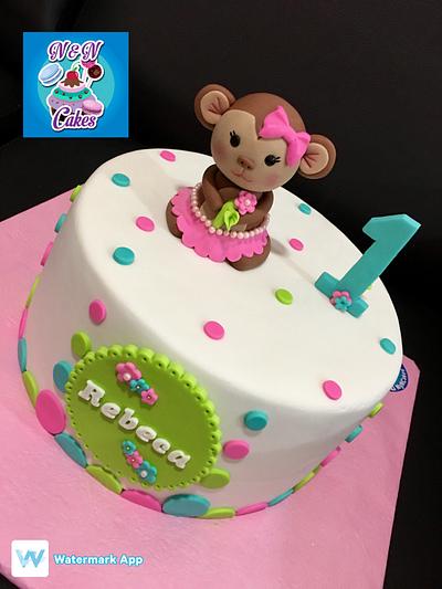 Girlie Monkey First Birthday - Cake by N&N Cakes (Rodette De La O)