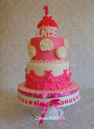 Pink & Girly First Birthday - Cake by Cakes ROCK!!!  