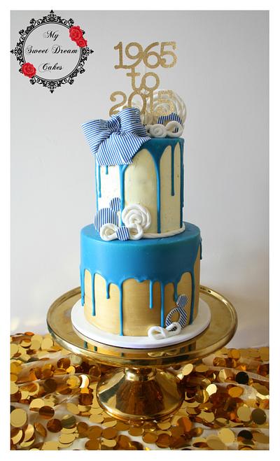 Blue and Gold Drizzle Cake - Cake by My Sweet Dream Cakes