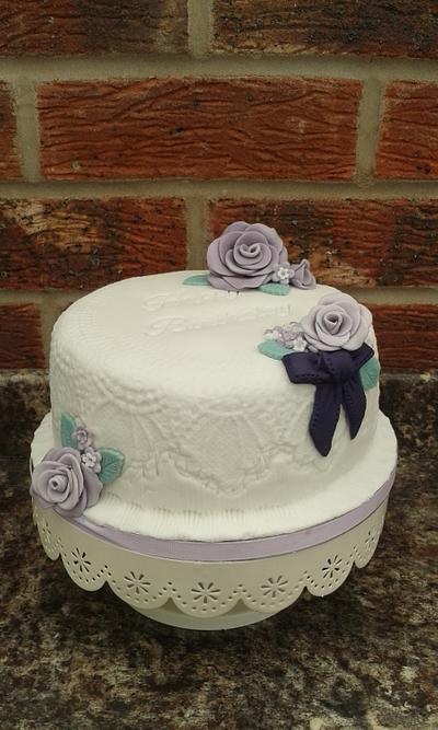Lavender and lace Birthday cake - Cake by Karen's Kakery