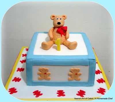 Baby Block with Teddy Bear Cake - Cake by Veenas Art of Cakes 