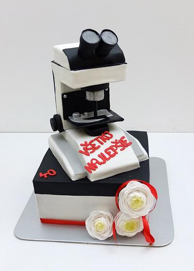 Microscope cake with wafer paper flowers - Cake by SWEET architect