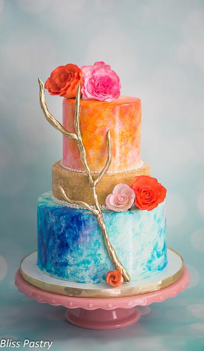 Watercolor Wedding Cake - Cake by Bliss Pastry