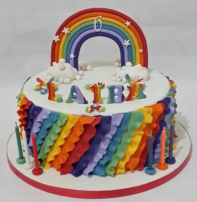 rainbow ruffles lively cake - Cake by TnK Caketory