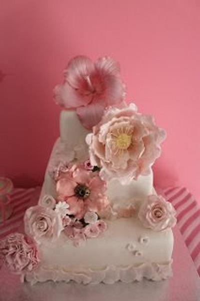 Pink flowers - Cake by Marilo