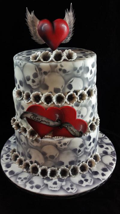 Wedding cake, skulls airbrush - Cake by Tortenschneiderin 