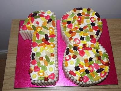 18th Haribo and White Chocolate Finger Cake - Cake by emma