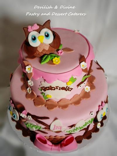 Owl 1st Birthday Cake - Cake by DevilishDivine