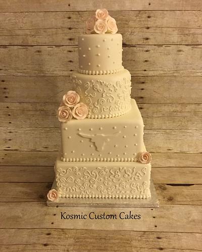 Longhorn Wedding - Cake by Kosmic Custom Cakes