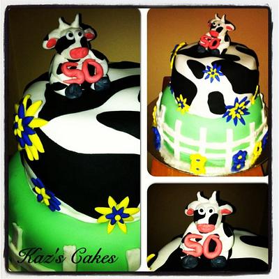 Cow Themed Birthday Cake - Cake by Karen