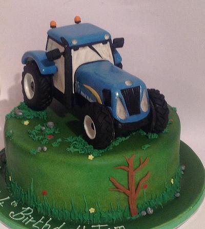 New Blue Holland Tractor Cake  - Cake by Lynnsmith