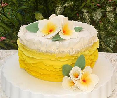 Hawaiian Frangipanis Ruffle Cake - Cake by SimplyScrumptious