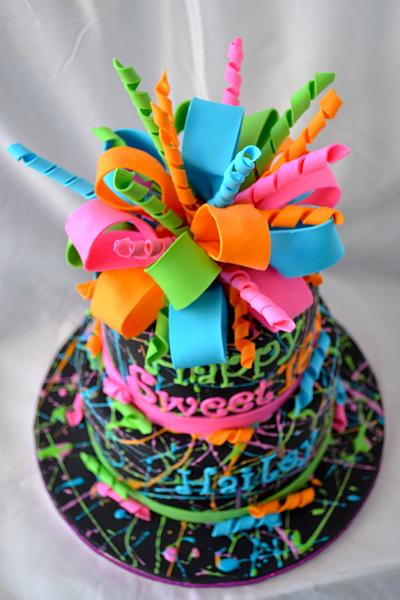Neon Splatter Cake - Cake by Susan