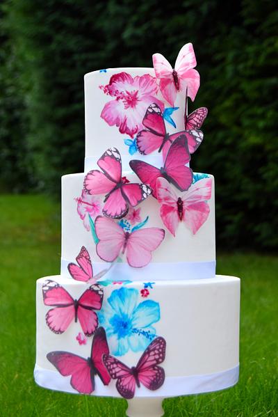 Butterflies and flowers  - Cake by George's Bakes