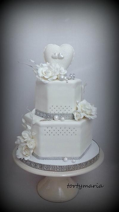 White Silver Wedding - Cake by tortymaria