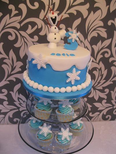 olaf frozen cake and cupcakes - Cake by jen lofthouse