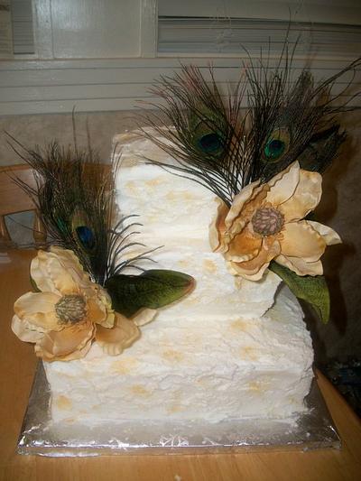 Peacock & Magnolia wedding - Cake by brandy818