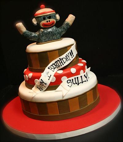 Sock Monkey 1st Birthday - Cake by Stacy Lint