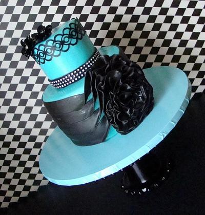 Ruffle technique done in black and teal .  - Cake by Colormehappy