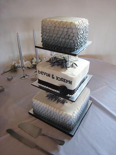 Silver Gray Ruffle Wedding Cake - Cake by Laura