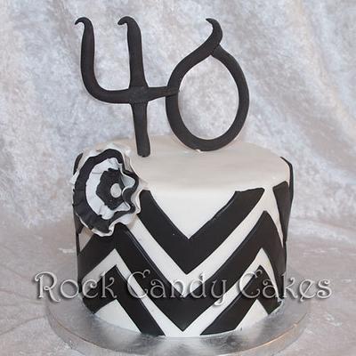 Chevron Stripe 40th Birthday - Cake by Rock Candy Cakes