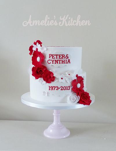Ruby wedding anniversary cake - Cake by Helen Ward