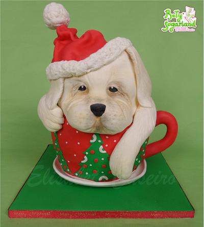Christmas puppy on a teacup - Cake by Bety'Sugarland by Elisabete Caseiro 