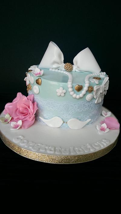 Vintage style engagement cake - Cake by Jenny Dowd