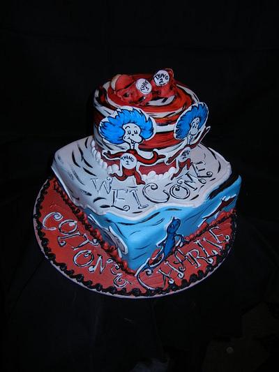 Thing 1 and Thing 2 Baby Shower Cake - Cake by TheHandyBaker