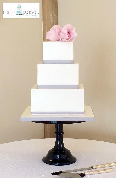 White shimmer & pastel rose - Cake by Louise Jackson Cake Design